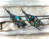 Дымчато-голубые африканские серьги