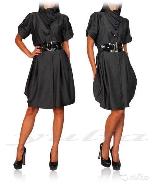 Платье триктажное косой воротник