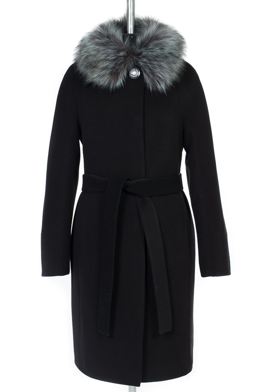 Пальто женское утепленное (пояс) Кашемир Черный