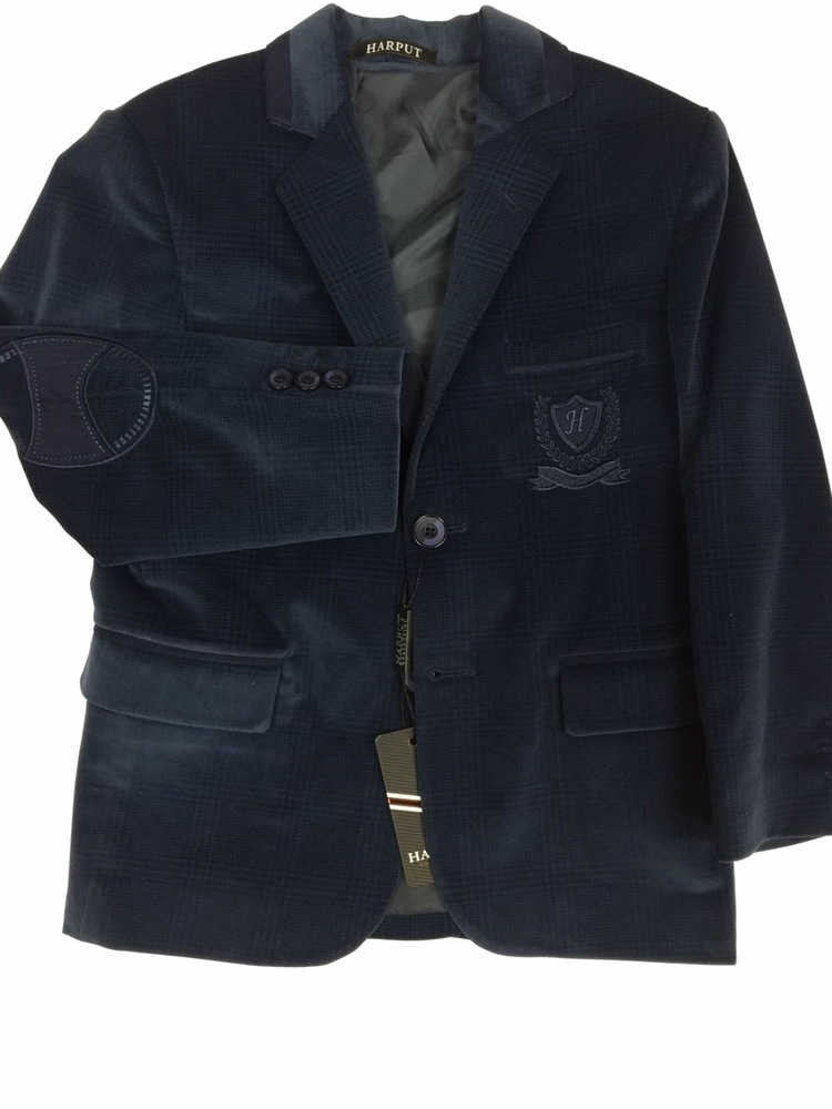 Пиджак для мальчика, HARPUT велюр темно-синий