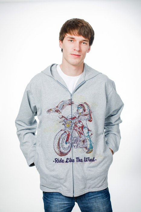 Толстовка мужская на молнии с рисунком «Ride Like The Wind»