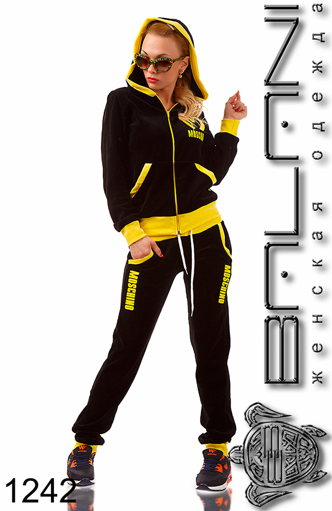Спортивный костюм черный с желтым