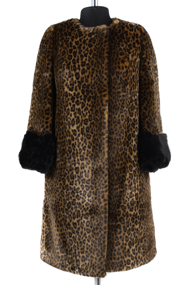 02-0764 Пальто женское утепленное Искусственный мех Леопард