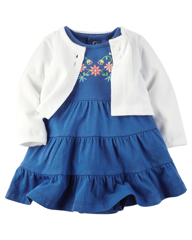 2-Piece Bodysuit Dress & Cardigan Set.