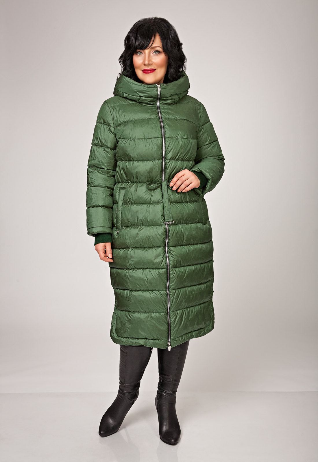 Женские стеганые пальто зеленого цвета