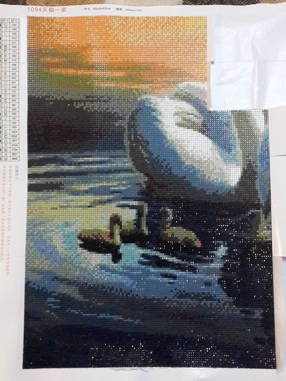 Лебеди, алмазная вышивка