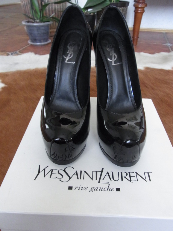 YSL double tribute!!!ОРИГИНАЛ, черный лак, размер 38,5!!!