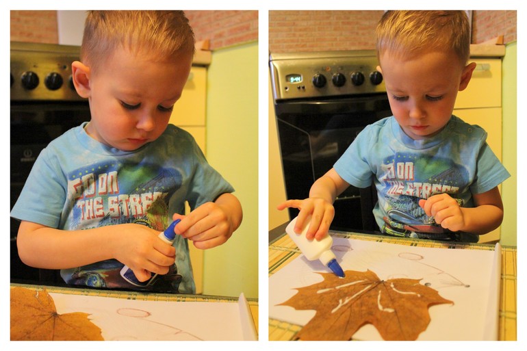 Ежик из листочков.