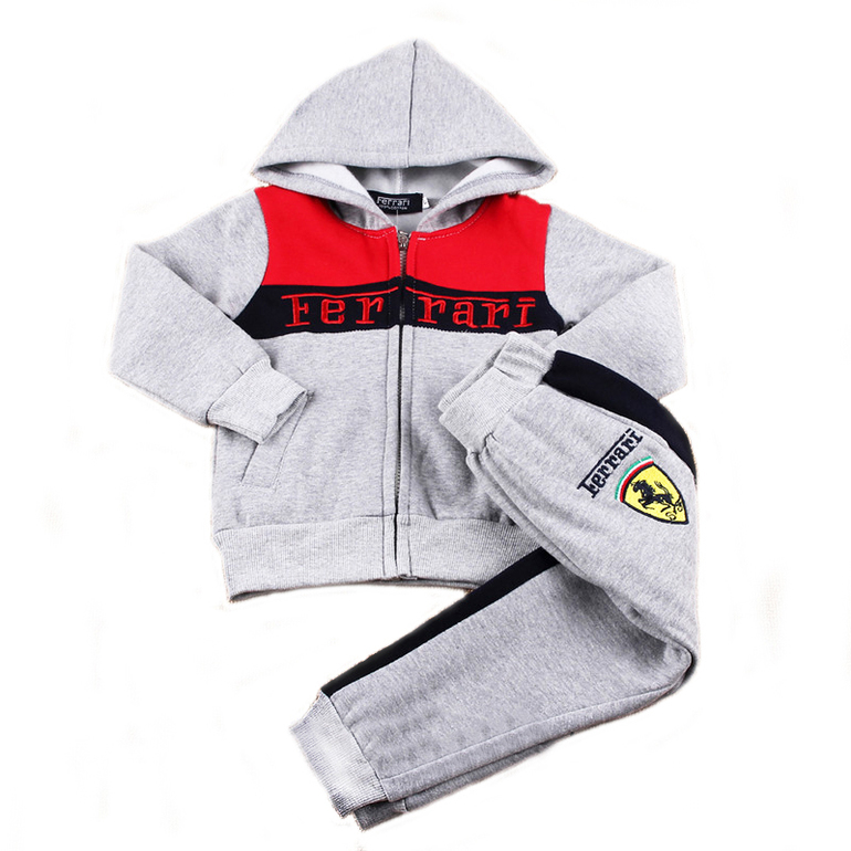 Спортивный костюм Ferrari с легким начесом светло-серый