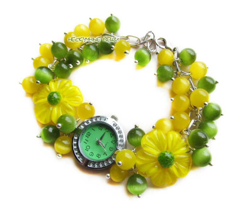 "Солнечная поляна" наручные часы с бусинами лэмпворк