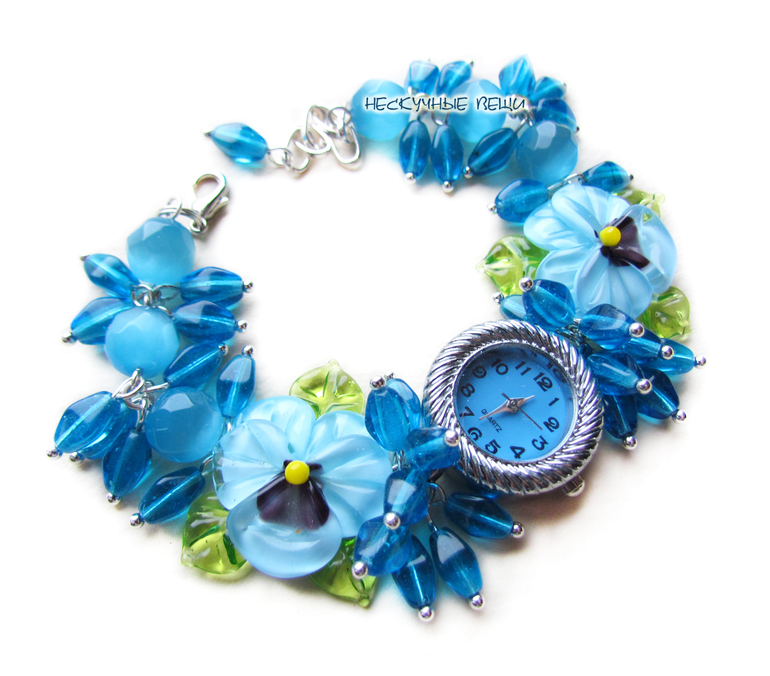 "Атлантида" наручные часы с бусинами лэмпворк