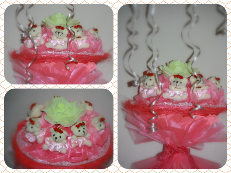 Букетик с мишками на День рождения для девочки