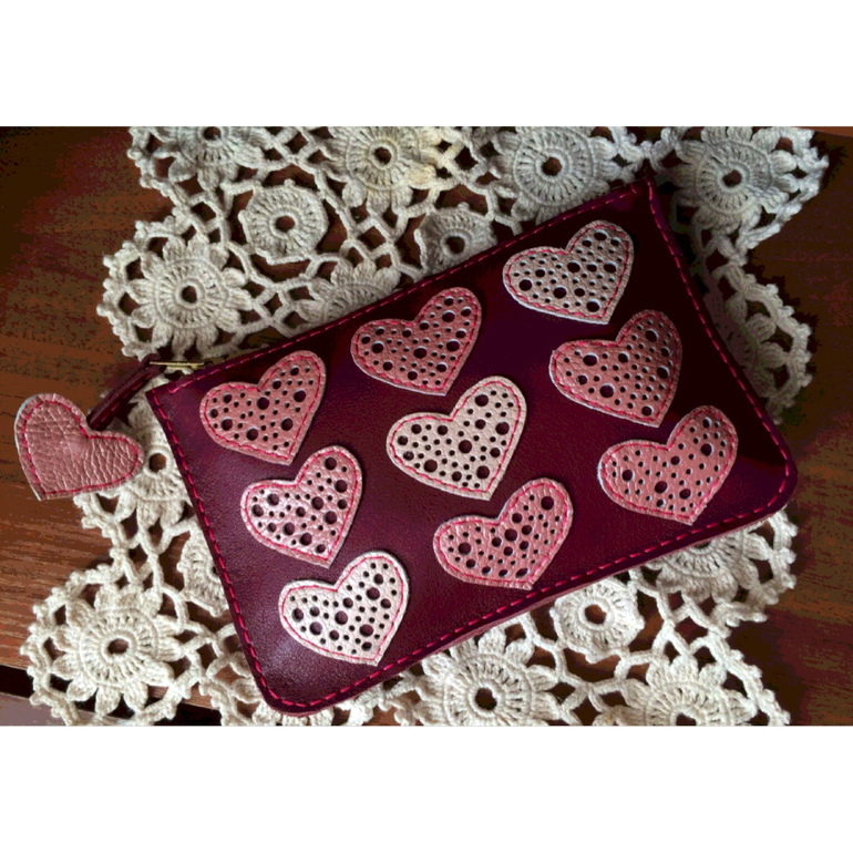 Кожаный кошелек/косметичка