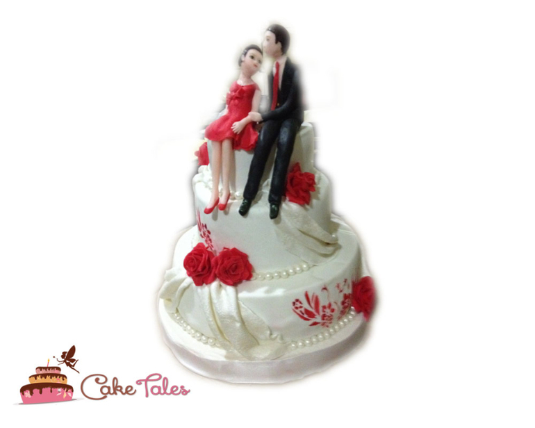 Красно- белый свадебный торт