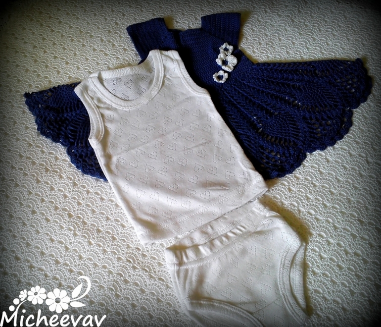 Платье для девочки 3-6 мес. Наконец то! Хвастаюсь своим мучительным результатом!