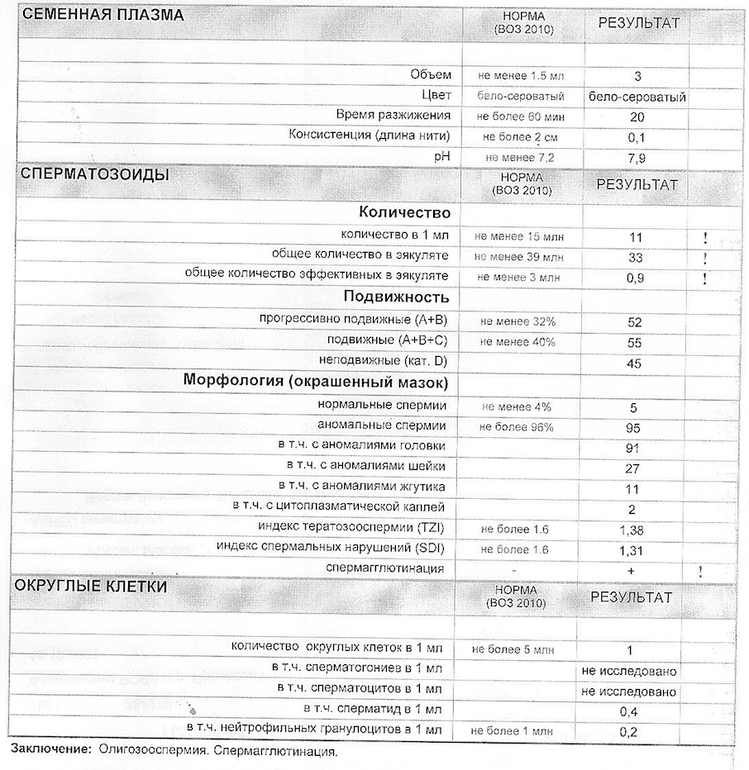 Схема лечения тератозооспермии форум