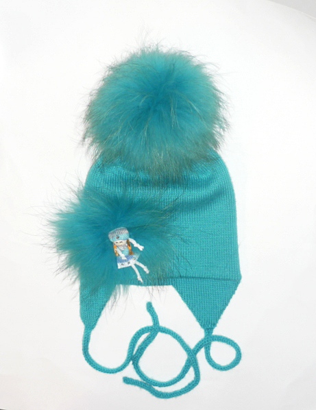 Шапочки с мех помпонами, детские и взрослые, итальянский меринос, машинная и ручная вязка на заказ