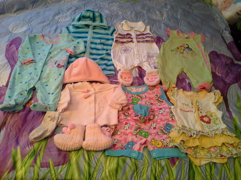 Два пакета вещей на девочку на рост 56-66 и 60-72см