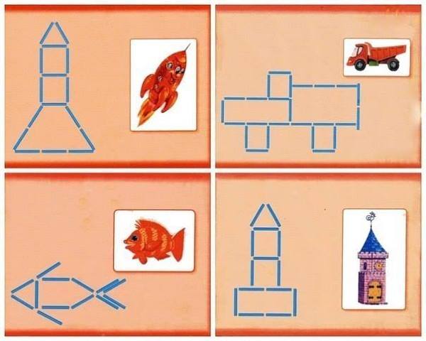 картинки фигуры из счетных палочек онлайн