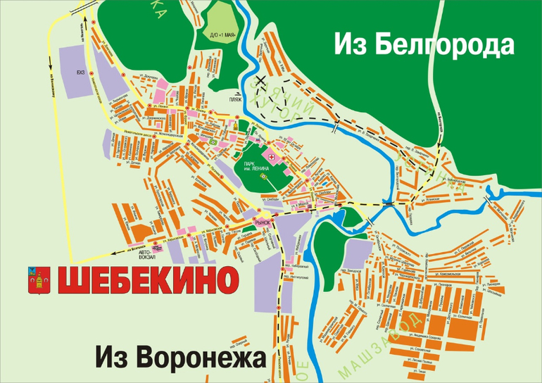 Карта города шебекино с улицами