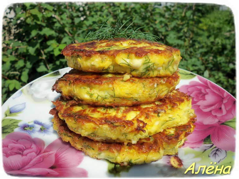 Оладьи из кабачков с творогом.
