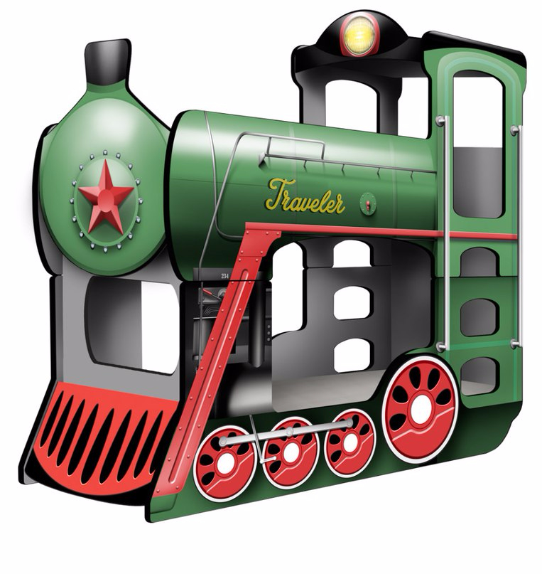 Двухъярусная кровать - Паровоз "DreamTrain" синий Верхнее спальное место 80*190 см, нижнее - 80*190 см. Общий размер 85*215*215 см  Цена 31 500 руб.