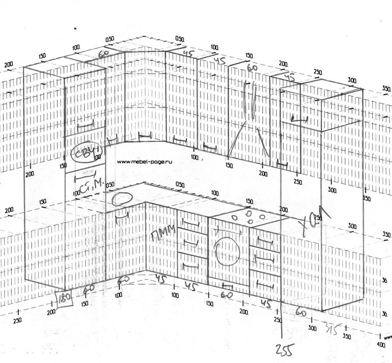 Шаблон для чертежа для кухни