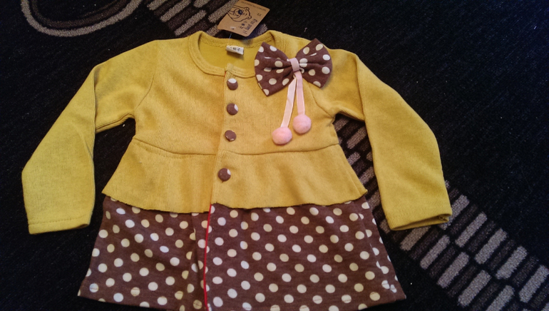 В наличии !!! Красивое платье на пуговичках с бантиком (песочного цвета) - 420руб.