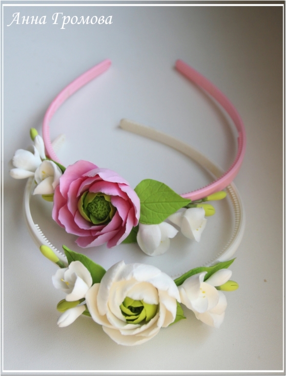 Яркие украшения для лета - ободочки с цветами
