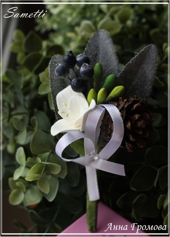 Букет из глины для зимней свадьбы и прочие аксессуары