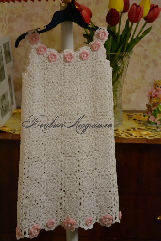 Белое платье крючком