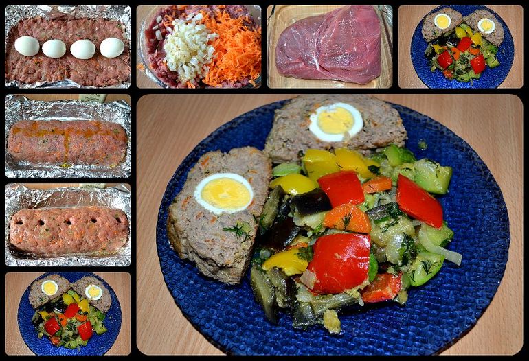 Мясной рулет с овощами)