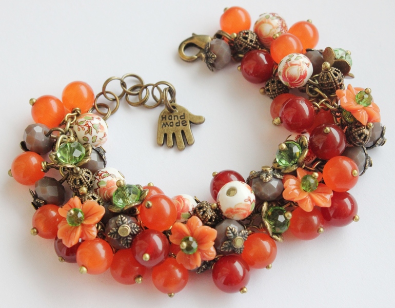 Браслет "Оранжевое цветение"