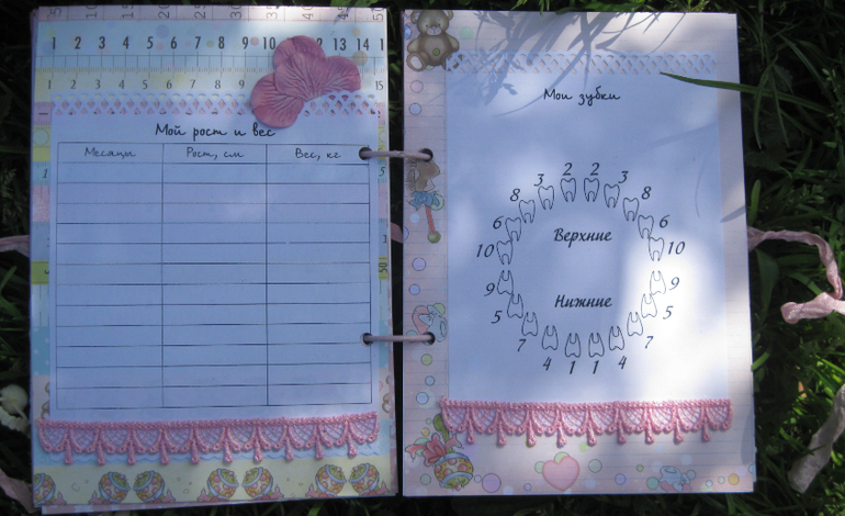 Блокнот-альбомчик о памятных моментах малыша