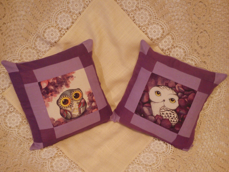 Наволочки с совами сиренево-фиолетовые