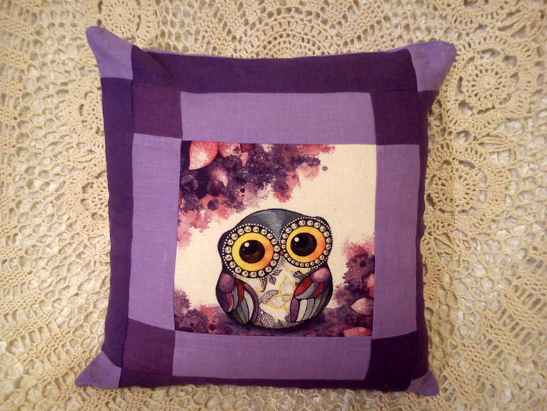 Наволочки с совами сиренево-фиолетовые