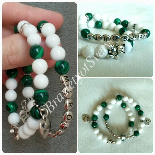 Браслеты с именами из натуральных камней