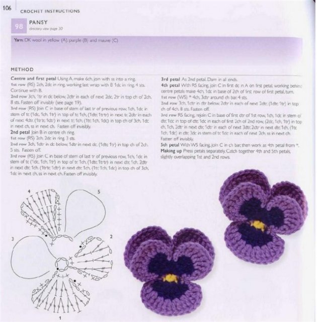 Схема анютиных глазок крючком