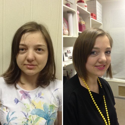 до и после обучения в школе макияжа