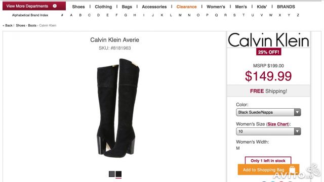 Демисезонные замшевые ботфорты Calvin Klein, размер 41-41,5