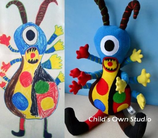 НЕОБЫЧНЫЕ ИГРУШКИ, СДЕЛАННЫЕ ПО РИСУНКАМ ДЕТЕЙ