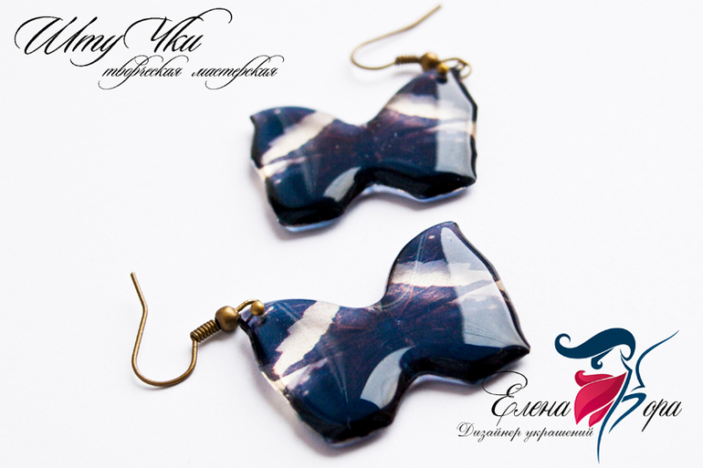 бабочки серьги