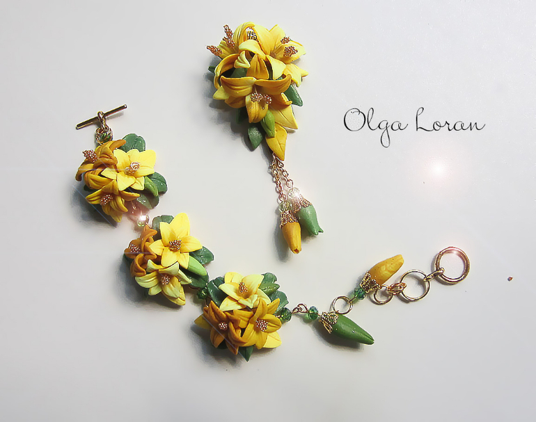 Комплект "Лучик солнца" браслет и кулон